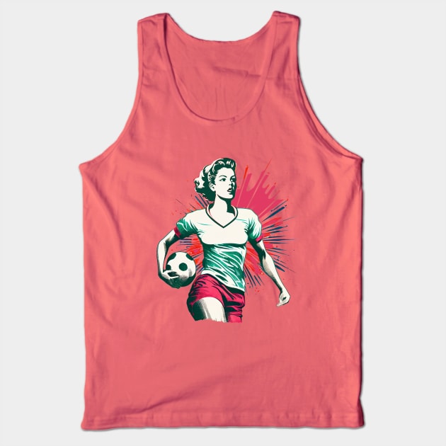 Womens Badass Soccer Player with Ball Retro Design Tank Top by Pine Hill Goods